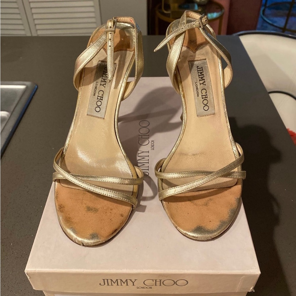 Jimmy Choo 3.5” Gold Heels